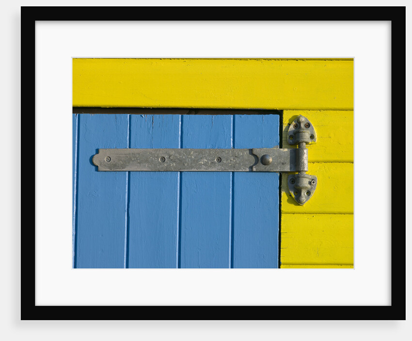 32 Number Sign on Beach hut close-up, Blue Background by Assaf Frank